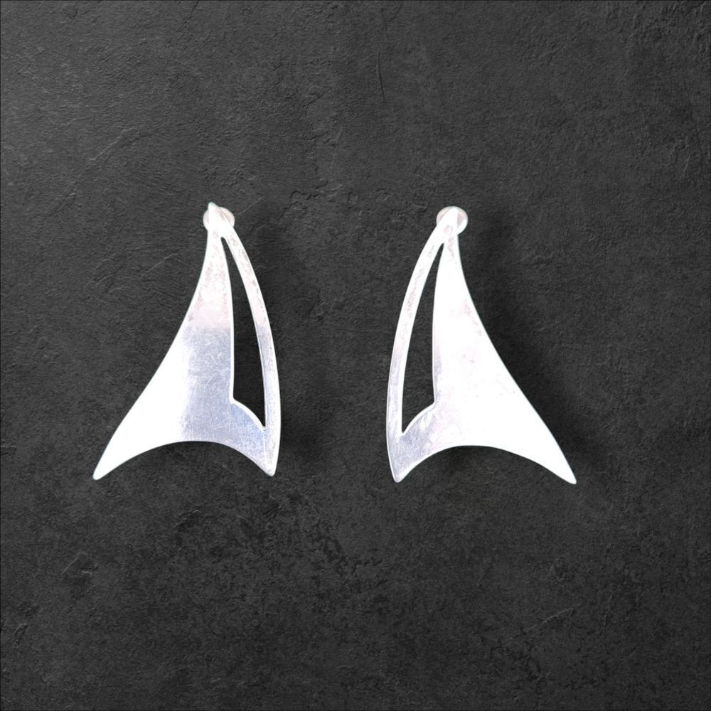 KBN Vintage Sterling Silver Abstract Post Earrings Pierced
